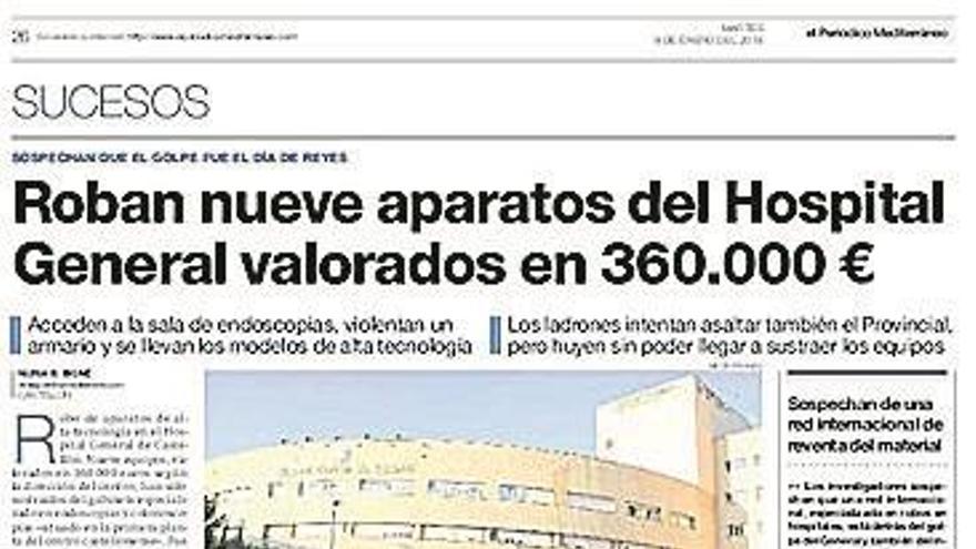 Roban 12 endoscopios del hospital de Vinaròs valorados en 500.000 €