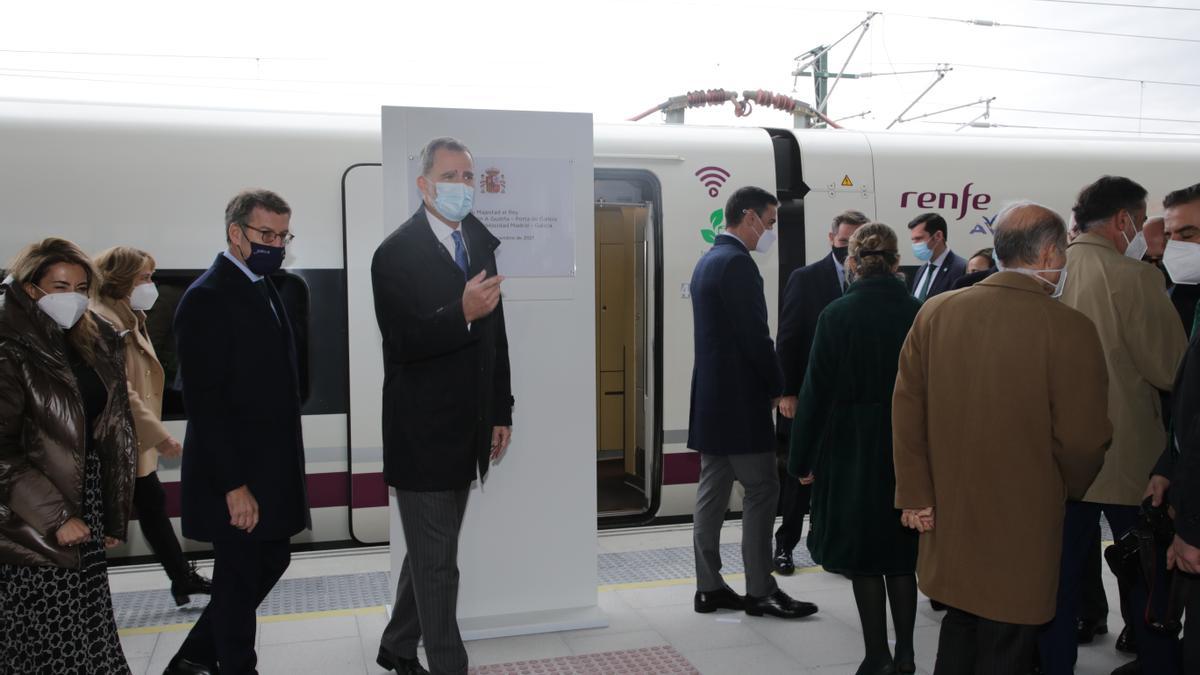 Viaje inaugural del nuevo tramo entre Pedralba de la Pradería y Ourense de la Línea de Alta Velocidad Madrid-Ourense, presidido por presidido por el Rey Felipe VI y el presidente del Gobierno, Pedro Sánchez.