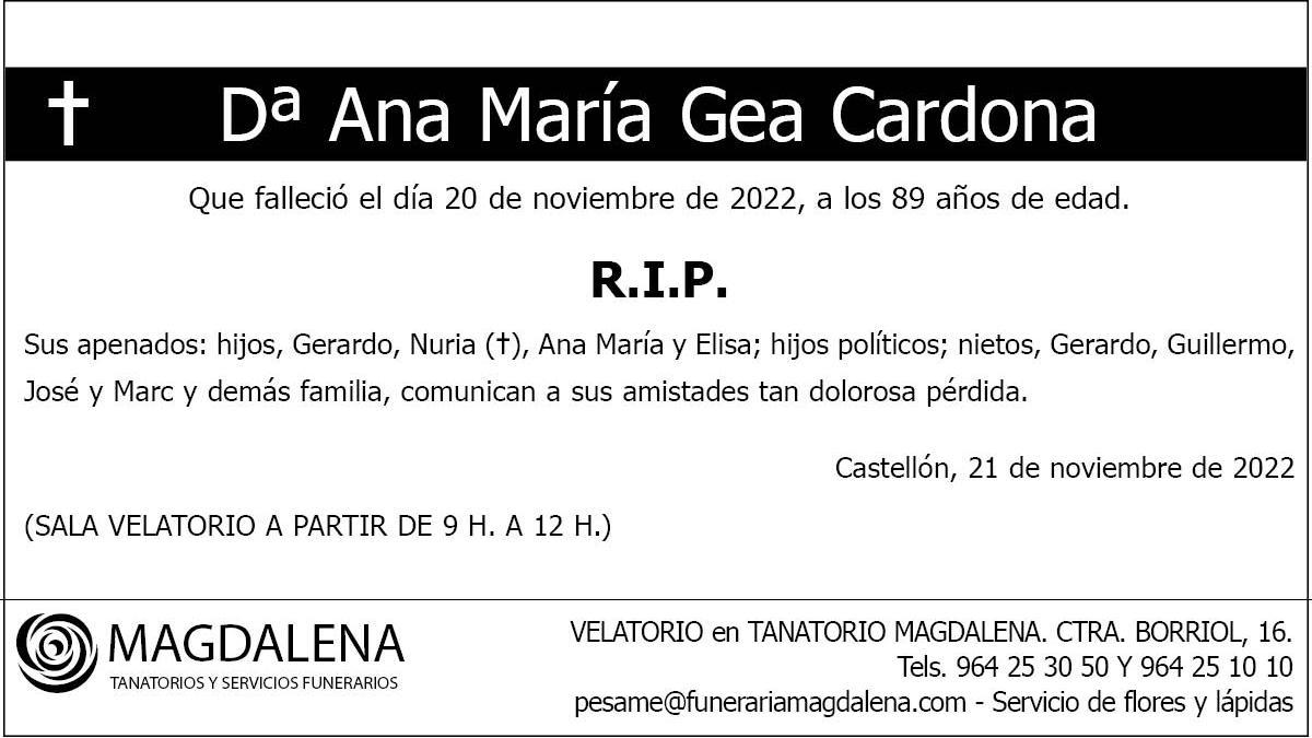 Dª Ana María Gea Cardona