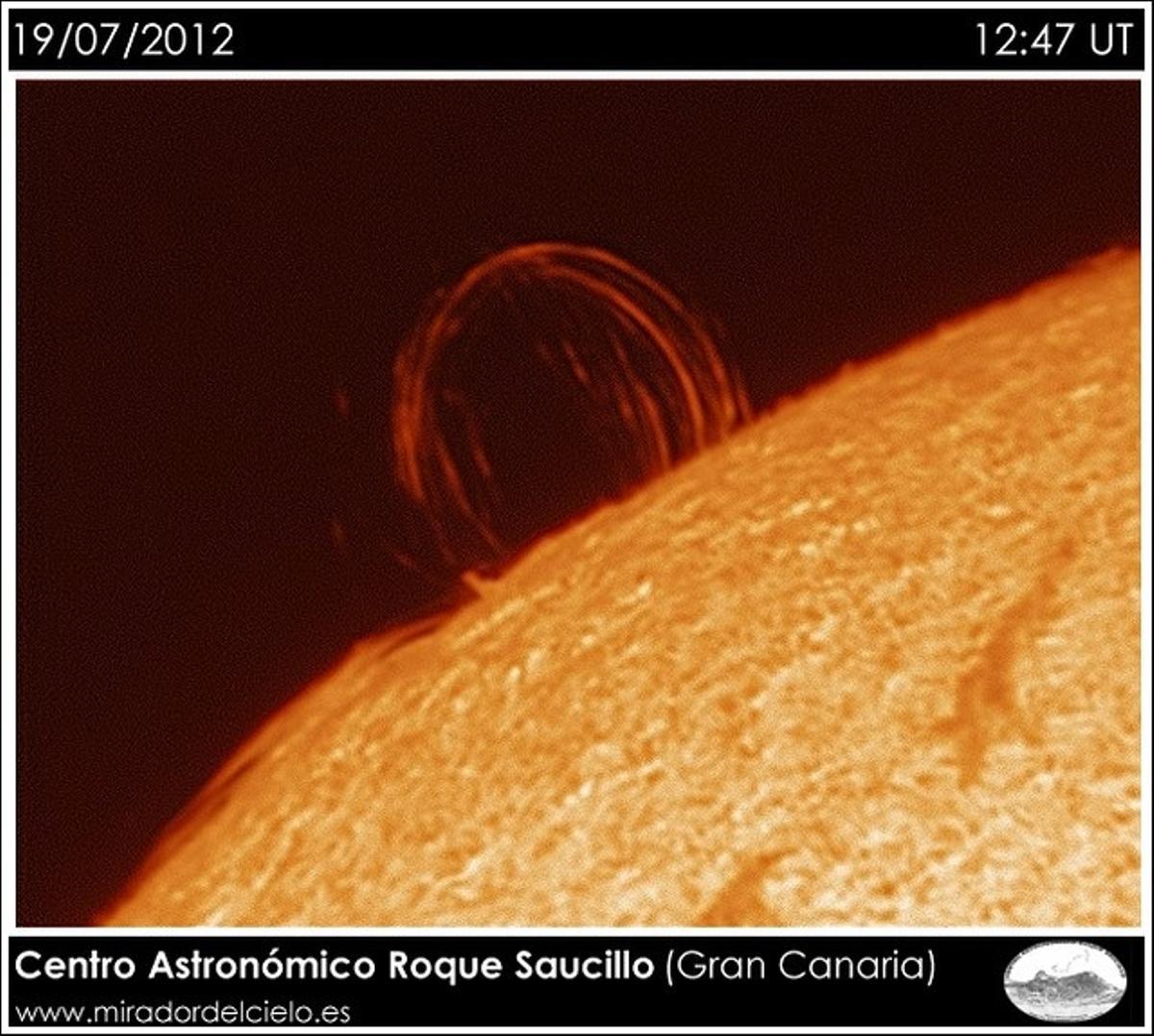 Una protuberancia solar captada desde el Centro Astronómico de San Mateo