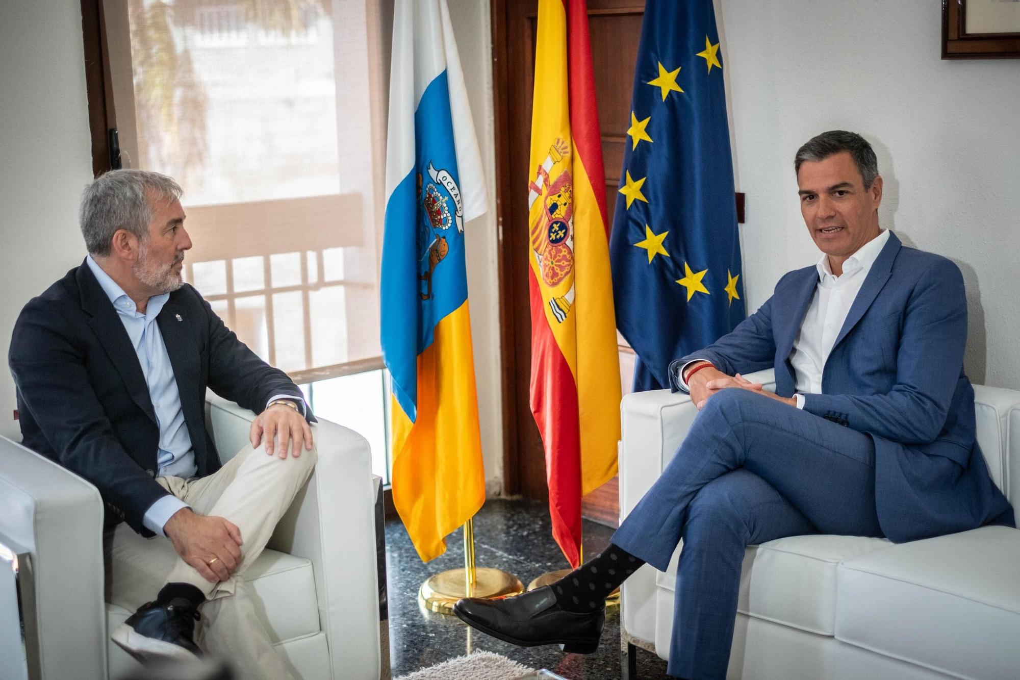 Reunión entre Pedro Sánchez y  Fernando Clavijo este viernes en La Palma. 