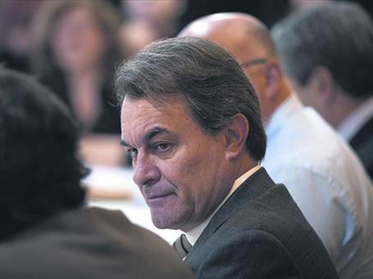 Artur Mas, ahir, durant la reunió de l’executiva de Convergència.