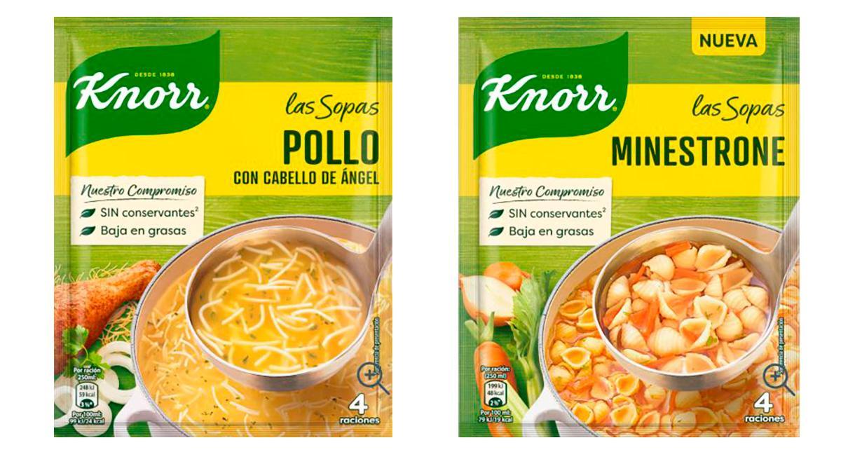 Dos sopas de la marca Knorr