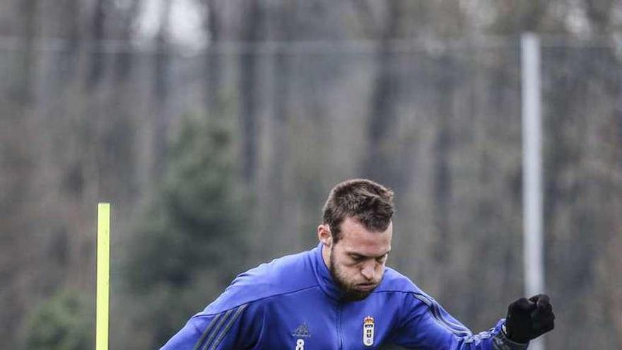 Michu, en un entrenamiento en El Requexón.