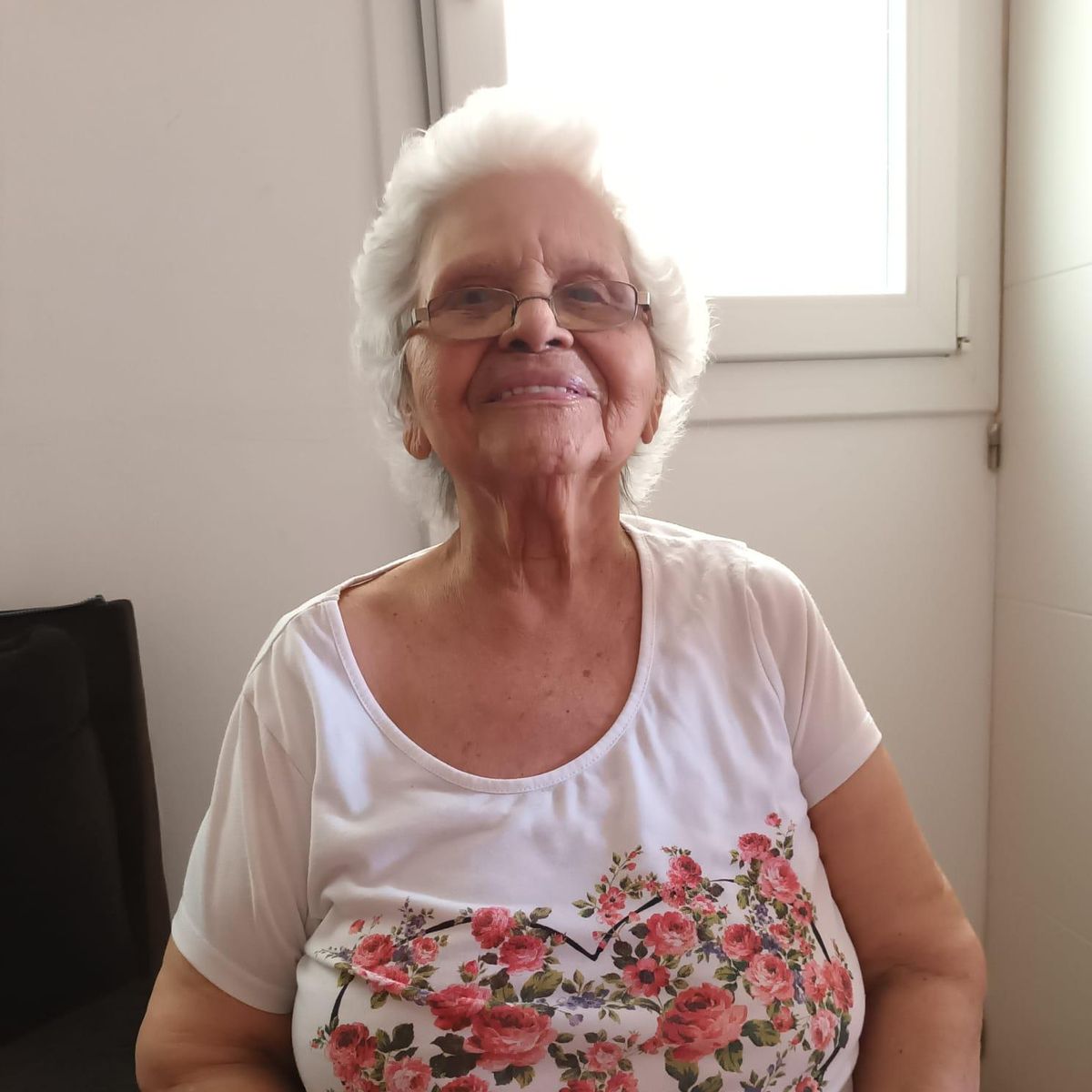 Arminda García en su casa de Zaragoza