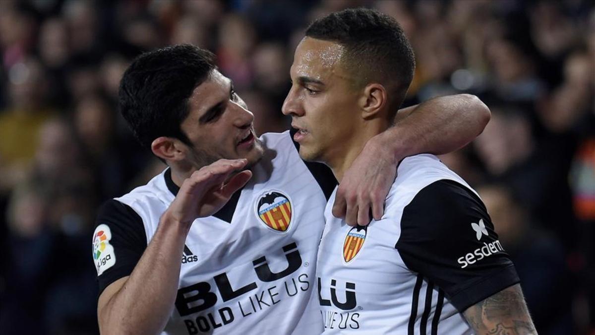 Guedes ideó el pase en profundidad y Rodrigo hizo el primer gol del Valencia