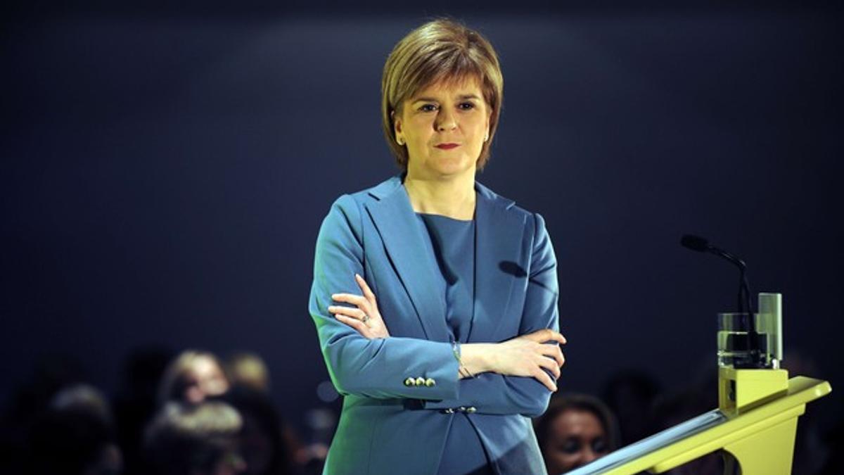 La primera ministra de Escocia y líder del SNP Nicola Sturgeon, en un discurso electoral en Glasgow.