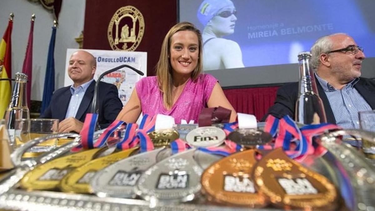 Mireia Belmonte, durante el homenaje que le rindió la UCAM por sus seis medallas