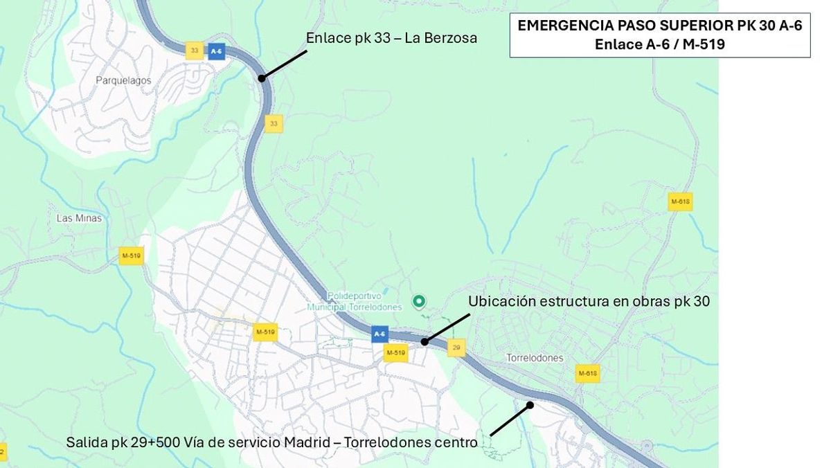 Transportes avanza con la reparación del paso superior en la A-6