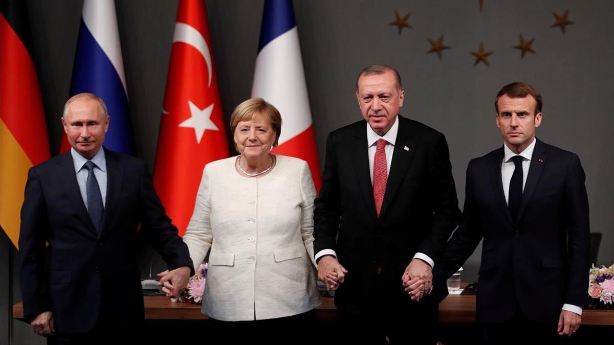 cumbre en estambul sobre siria con erdogan, putin, merkel y macron