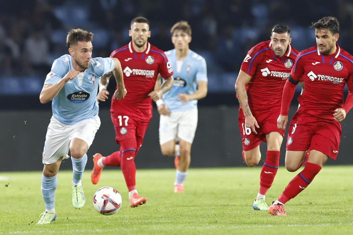 Mingueza, en el partido frente al Getafe del pasado lunes