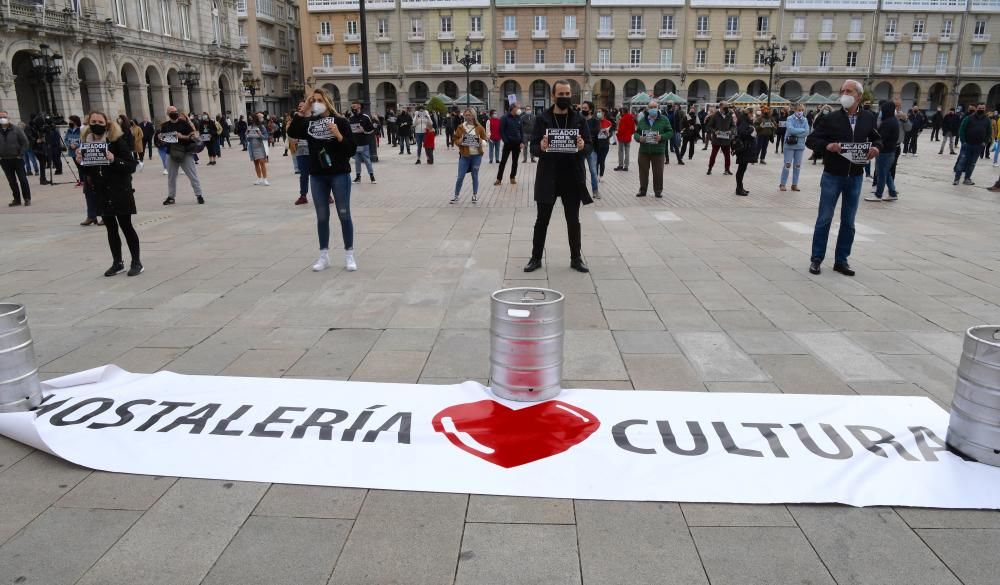 Protesta de los hosteleros en María Pita