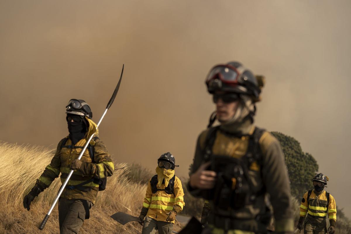 Imagen de archivo de un grupo de brigadistas en los incendios del pasado verano en Galicia