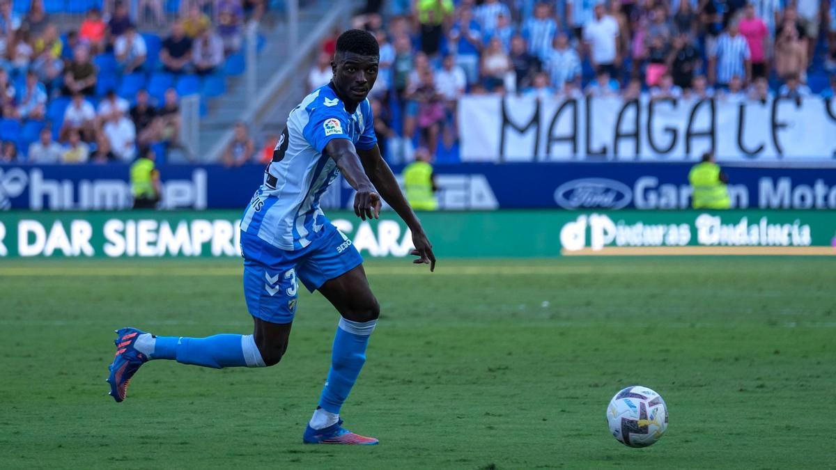 Moussa, en su debut con el Málaga CF frente al Villarreal B.