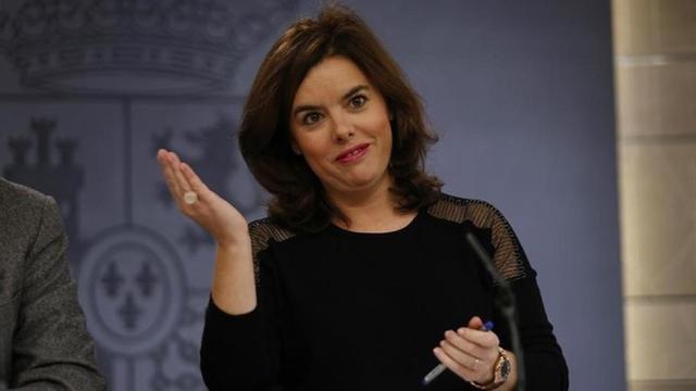 La vicepresidenta, Soraya Saénz de Santamaría, este viernes en la rueda de prensa posterior al Consejo de Ministros.