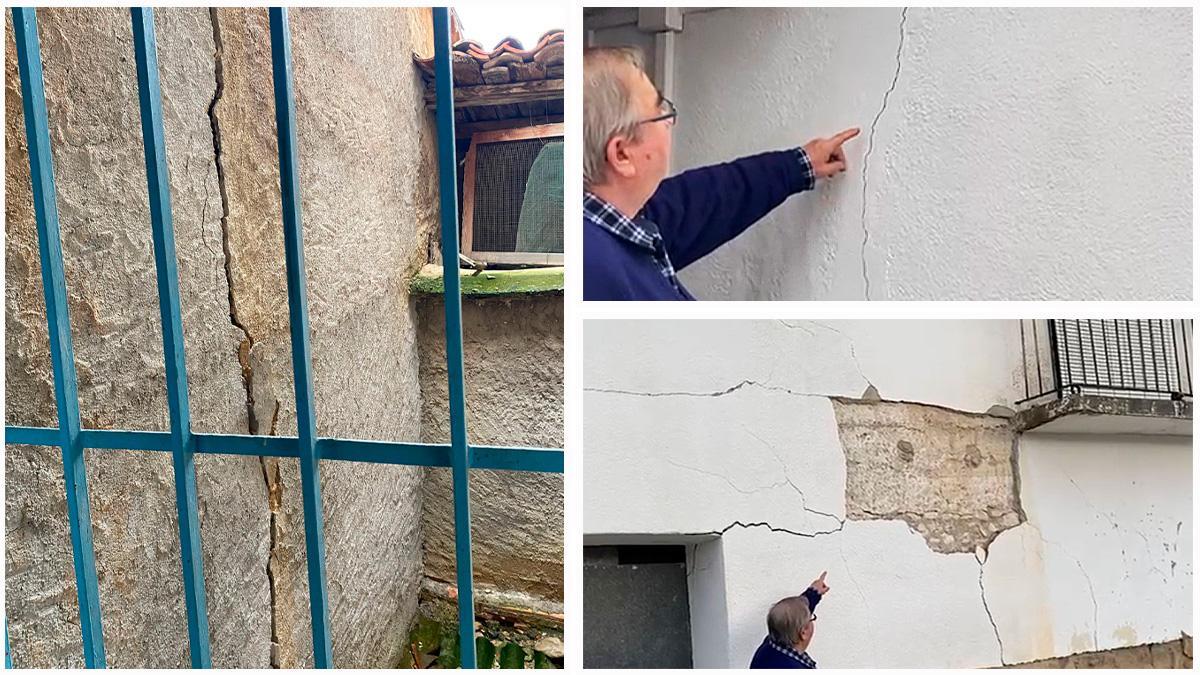 Las grietas y fisuras continúan creciendo en las viviendas de esta pedanía, como muestra uno de sus vecinos.