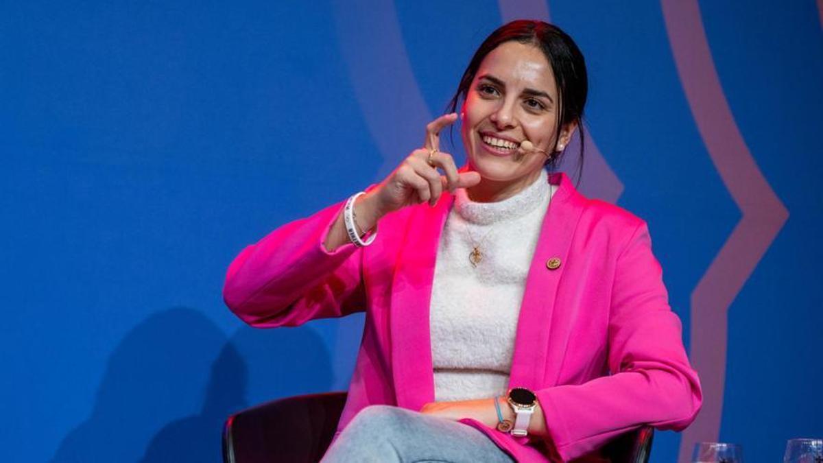 Sabine Hazboun durante una charla organizada por Diplocat y la Fundación del Barça.