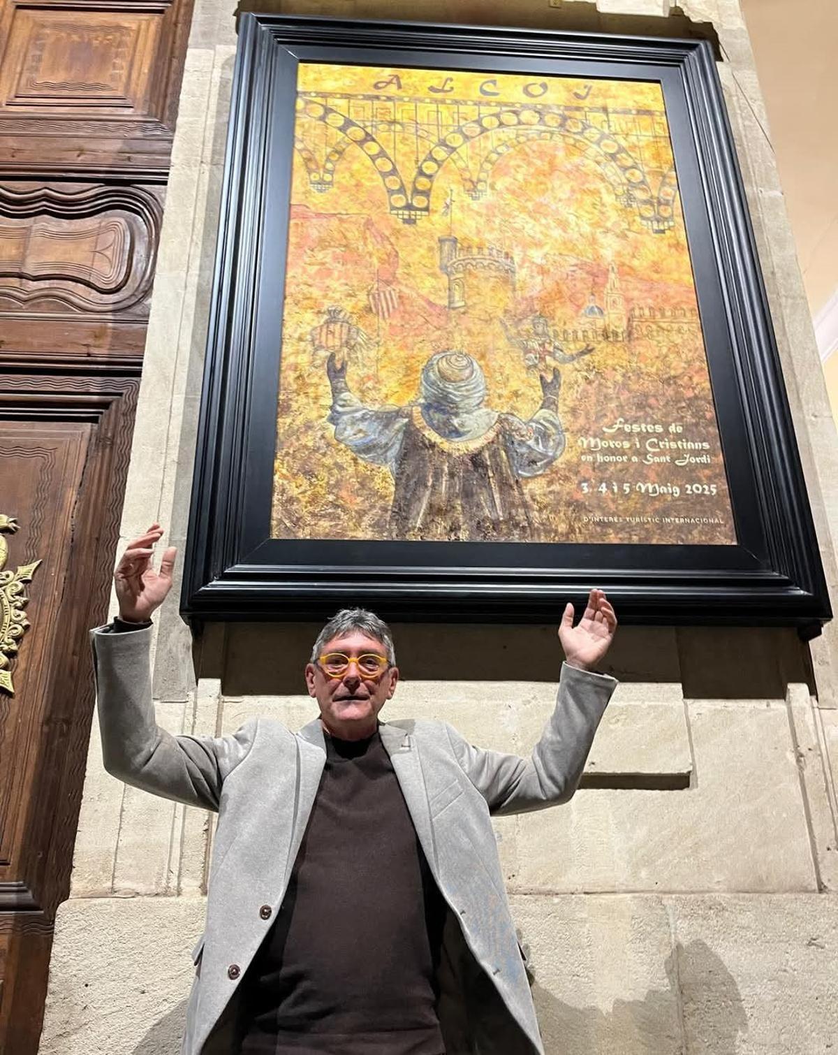 Ximo Canet emula el gesto de diálogo de la Embajada, uno de los momentos cumbre de la fiesta y que está representado en el cartel