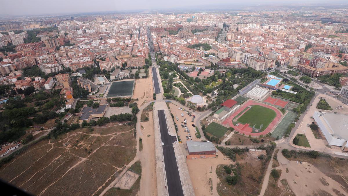 La prolongación de la avenida Tenor Fleta de Zaragoza vista desde el aire.