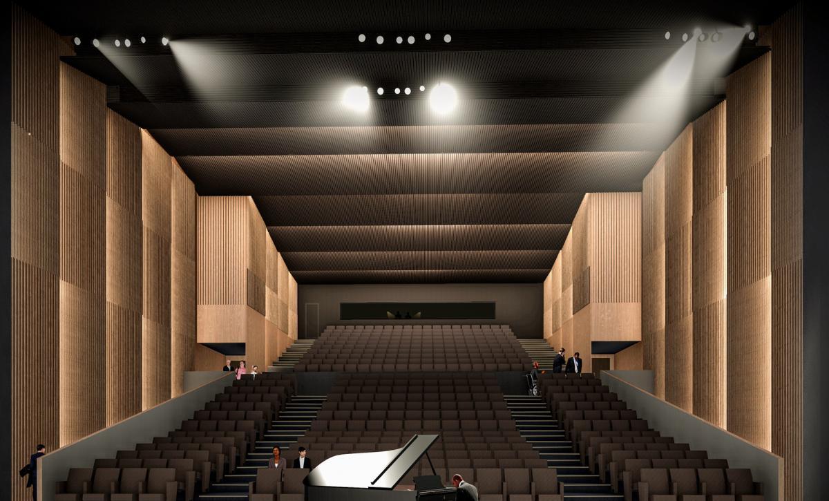 Diseño del auditorio del centro sociocultural de Jayton, en el barrio de Carrús en Elche