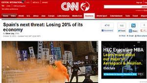 Captura de la web de la CNN en què apareix l’article sobre Espanya.