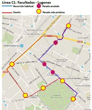 Cambios en las líneas de autobús de Oviedo
