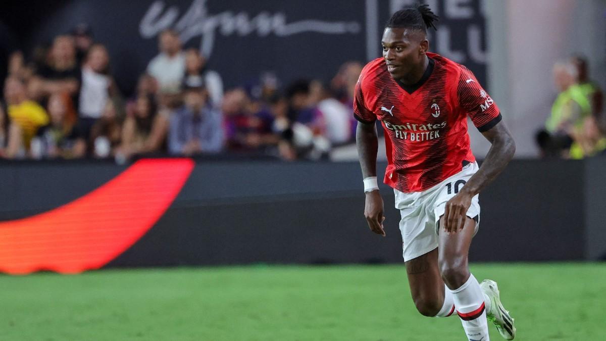 Rafael Leão, durante un partido de la pretemporada con el Milan