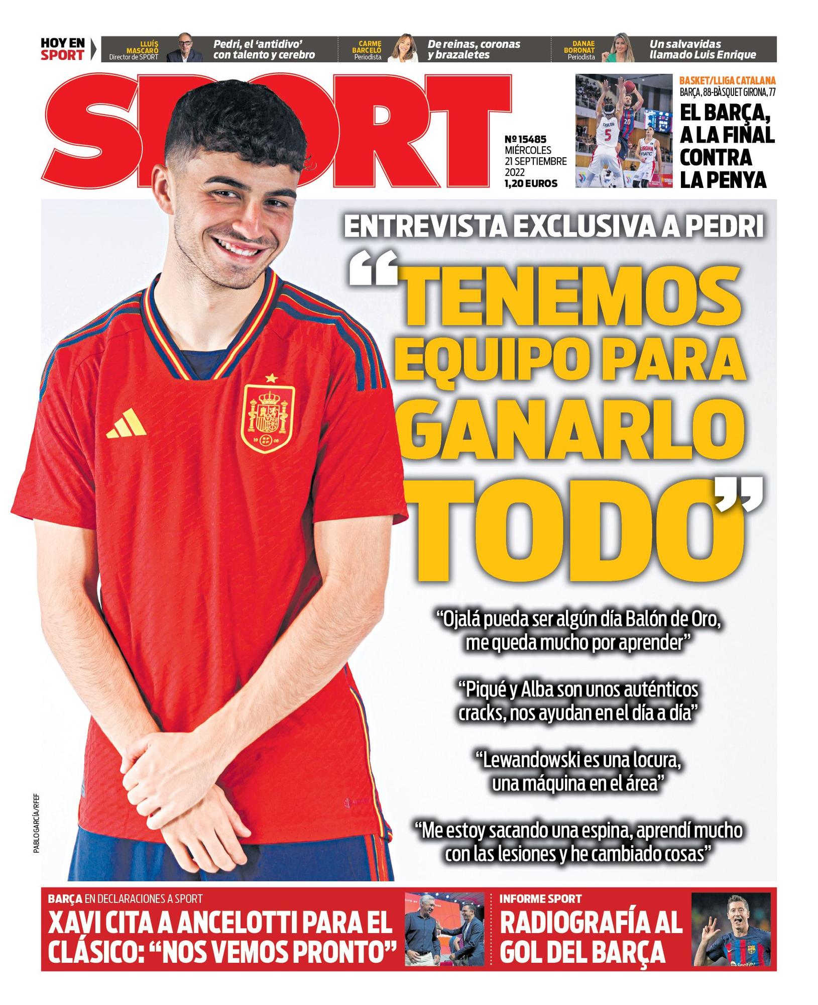 Esta es la portada de SPORT, hoy miércoles 21 de septiembre