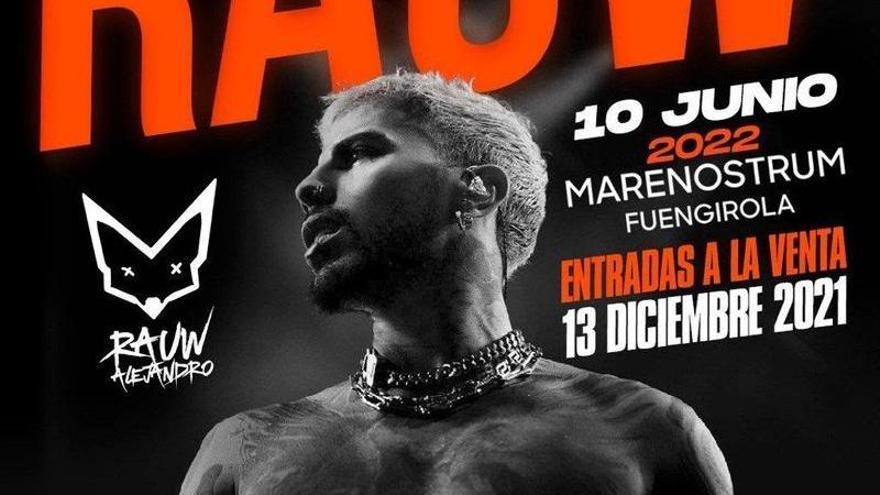 Rauw Alejandro actuará este viernes en Marenostrum Fuengirola