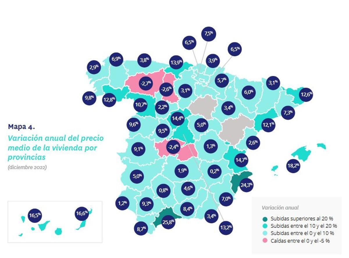 La subida del alquiler por provincias.