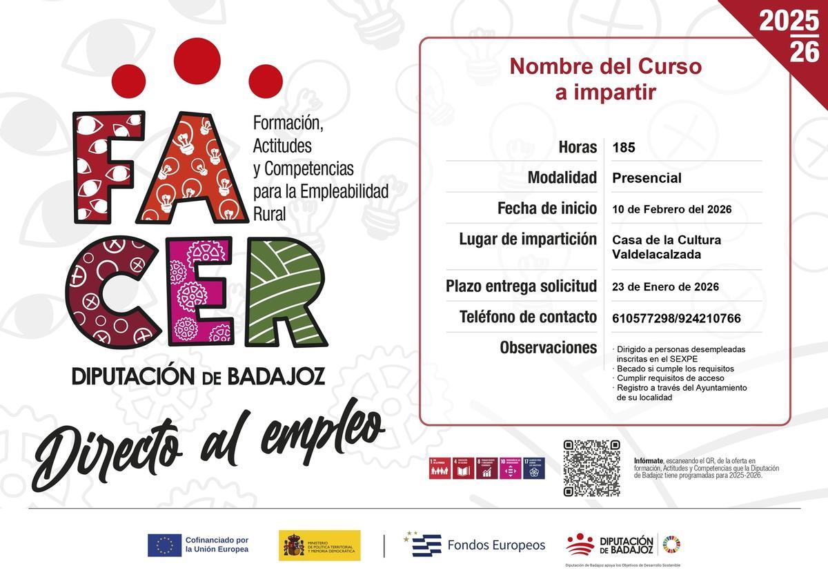 Cartel del programa de formación del Proyecto FACER