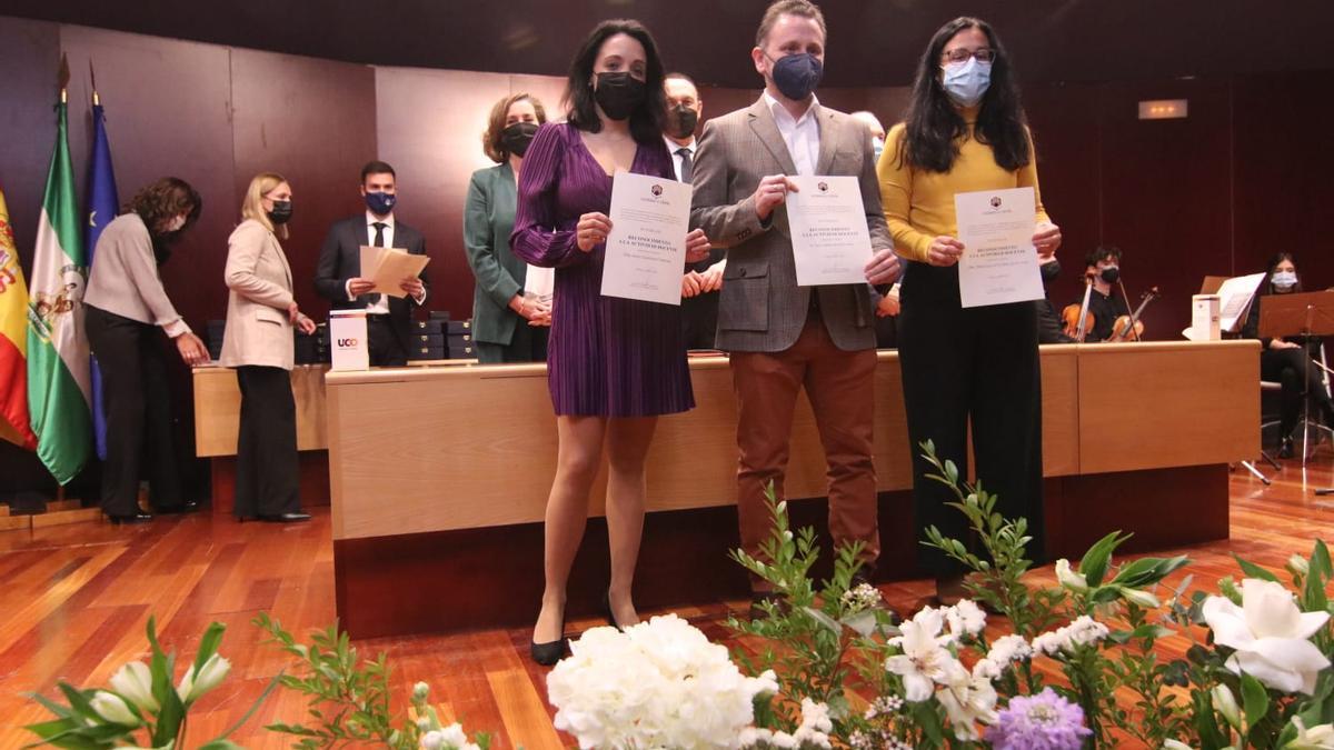 Galardonados en el acto de reconocimiento de la excelencia académica de la Universidad de Córdoba