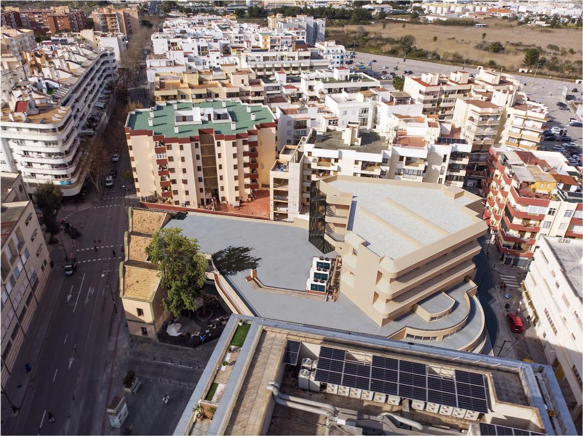 Vista aérea de la proyección del edicicio ampliado