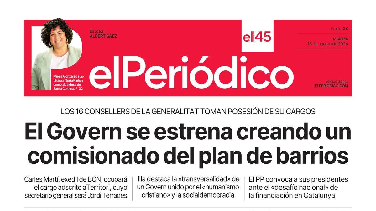 La portada de EL PERIÓDICO del 13 de agosto de 2024