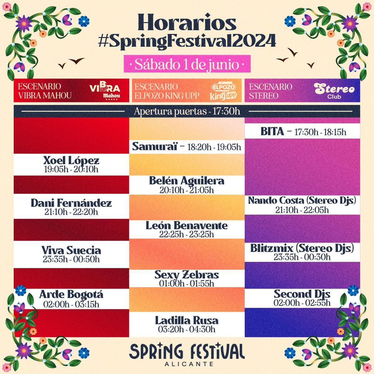 HORARIOS SPRING FESTIVAL ALICANTE Confirmado Estos son los horarios