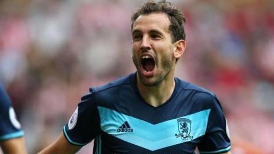 Stuani, celebrant un gol amb la samarreta del Middlesbrough.