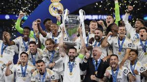 Así celebraron la Decimoquinta Ancelotti y los jugadores del Real Madrid en Wembley