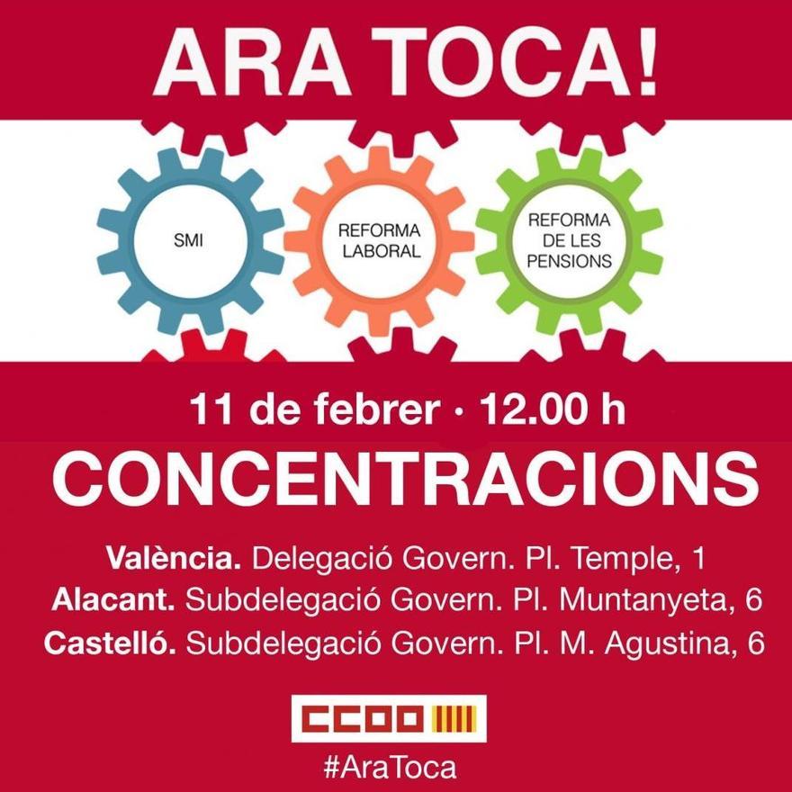 Cartel de la convocatoria del próximo jueves de los sindicatos UGT y CC OO