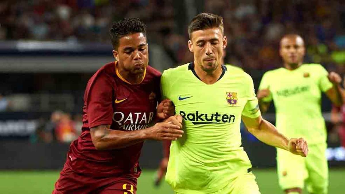 Clement Lenglet, en su duelo ante la Roma