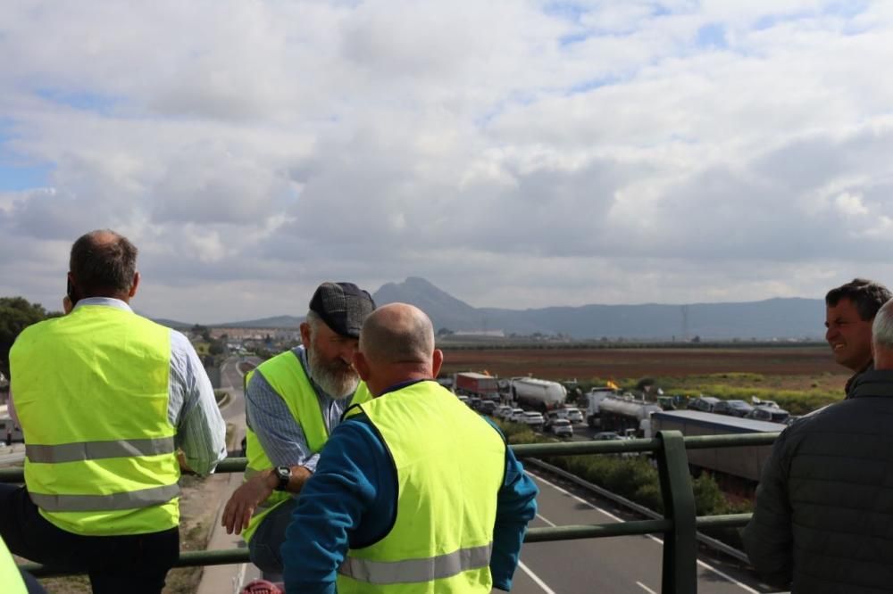 Tractorada de los agricultores y ganaderos malagueños contra los precios bajos que impone la industria.