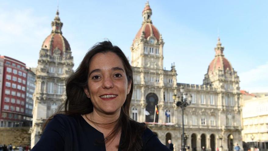 Inés Rey, en una fotografía en la precampaña en María Pita.