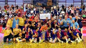 El Barça celebró en Torrelavega su tercera Supercopa Ibérica consecutiva