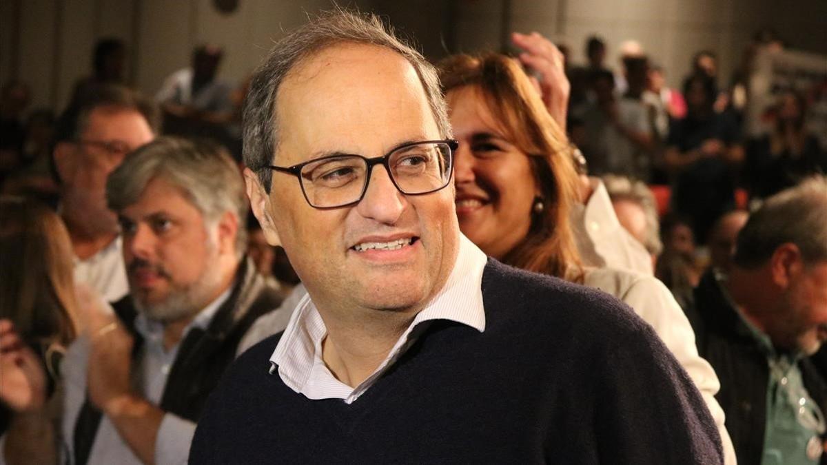 El president Torra esta mañana en Terrassa.