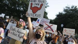Manifestantes protestan por la entrada en vigor de la ley del aborto de Tejas, el pasado 1 de septiembre en Austin.