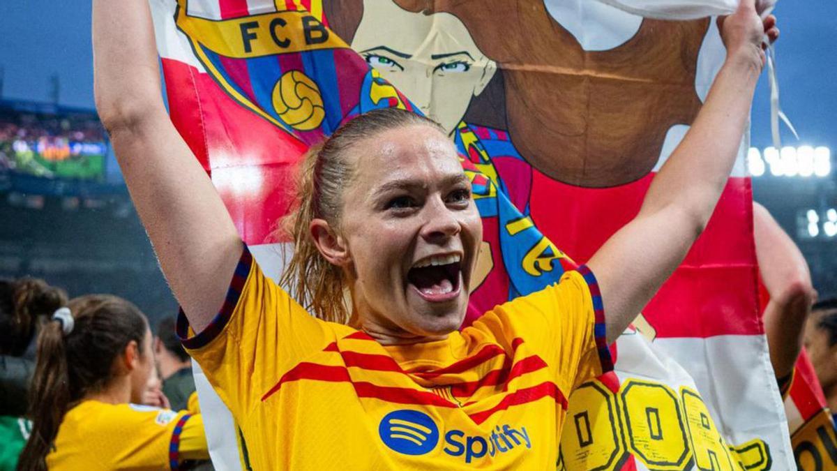 Fridolina Rolfö celebrant el pas a la final, dissabte a Londres. | FCB Fridolina Rolfö celebrant el pas a la final, dissabte a Londres. | FCB