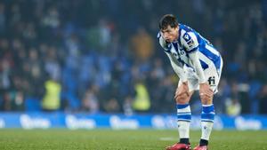 El francés Robin Le Normand, durante un partido de esta temporada con la Real Sociedad.