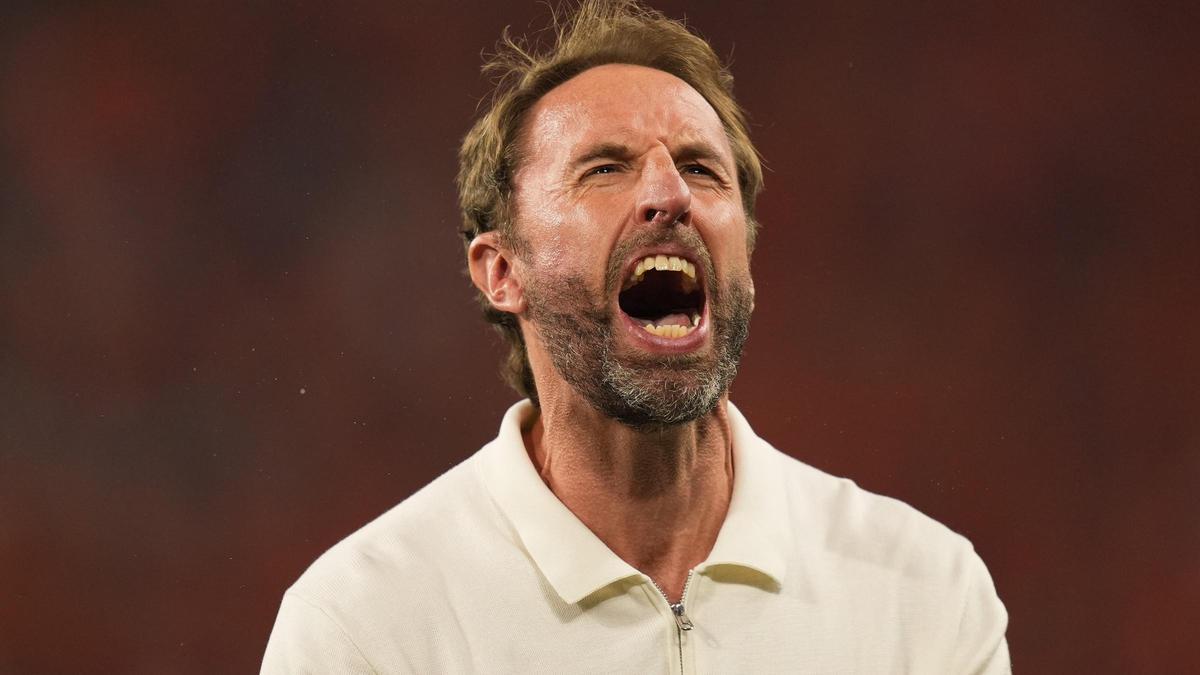 El grito de Southgate al final del partido frente a Países Bajos.