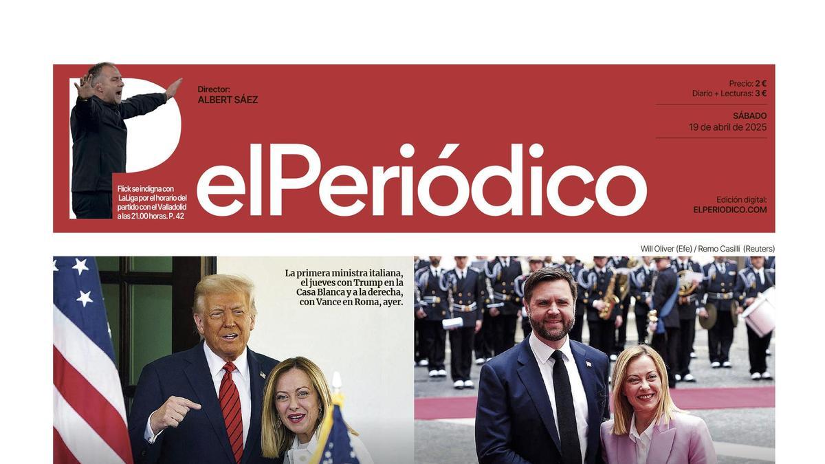 La portada de EL PERIÓDICO del 19 de abril de 2025