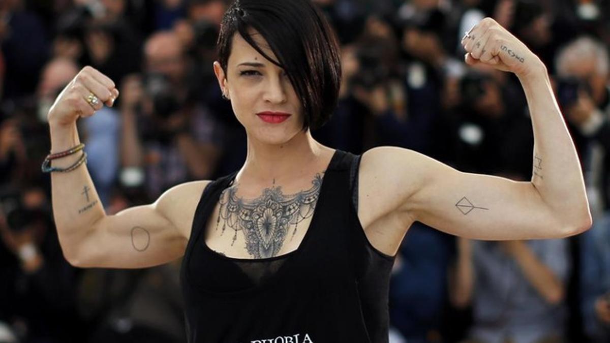 Asia Argento antes de la rueda de prensa con motivo de su última película en Cannes