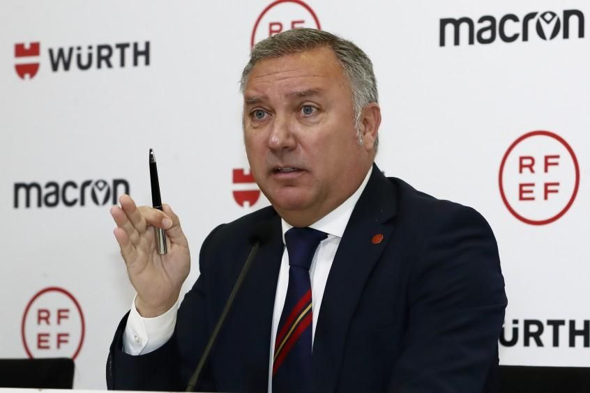 El presidente del Comité Técnico de Árbitros, Luis Medina Cantalejo, durante su rueda de prensa de este martes.
